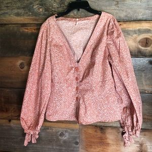 Free People longsleeves orange button up top